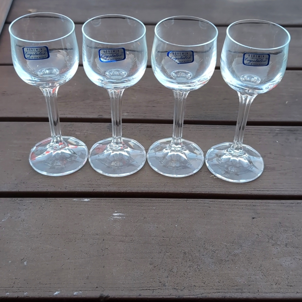 Bohemia Crystal, Diana, liqueur glasses.  Set of 4